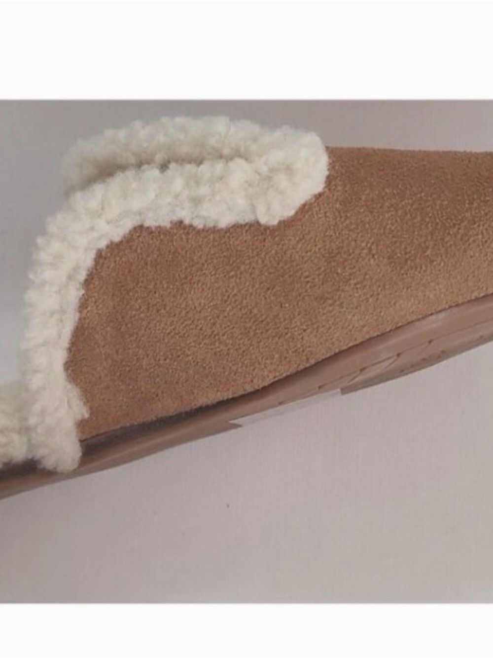 Splendid Chestnut Suede Shearling-Trim Mules - Picture 7 of 8